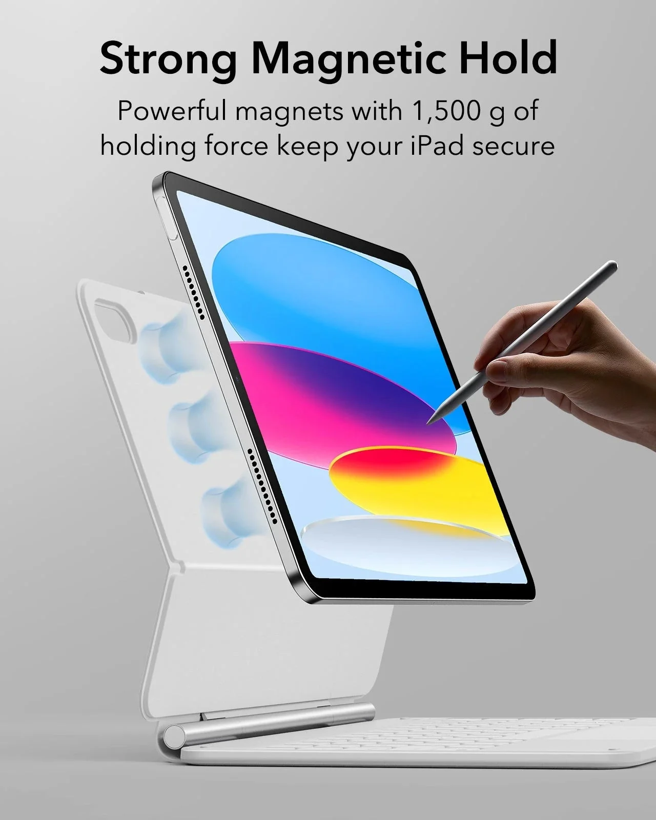 iPad 11" (A16, 2025) Rebound Magnetic Keyboard Case Paper-Feel Bundle - US Layout-White - Image 6