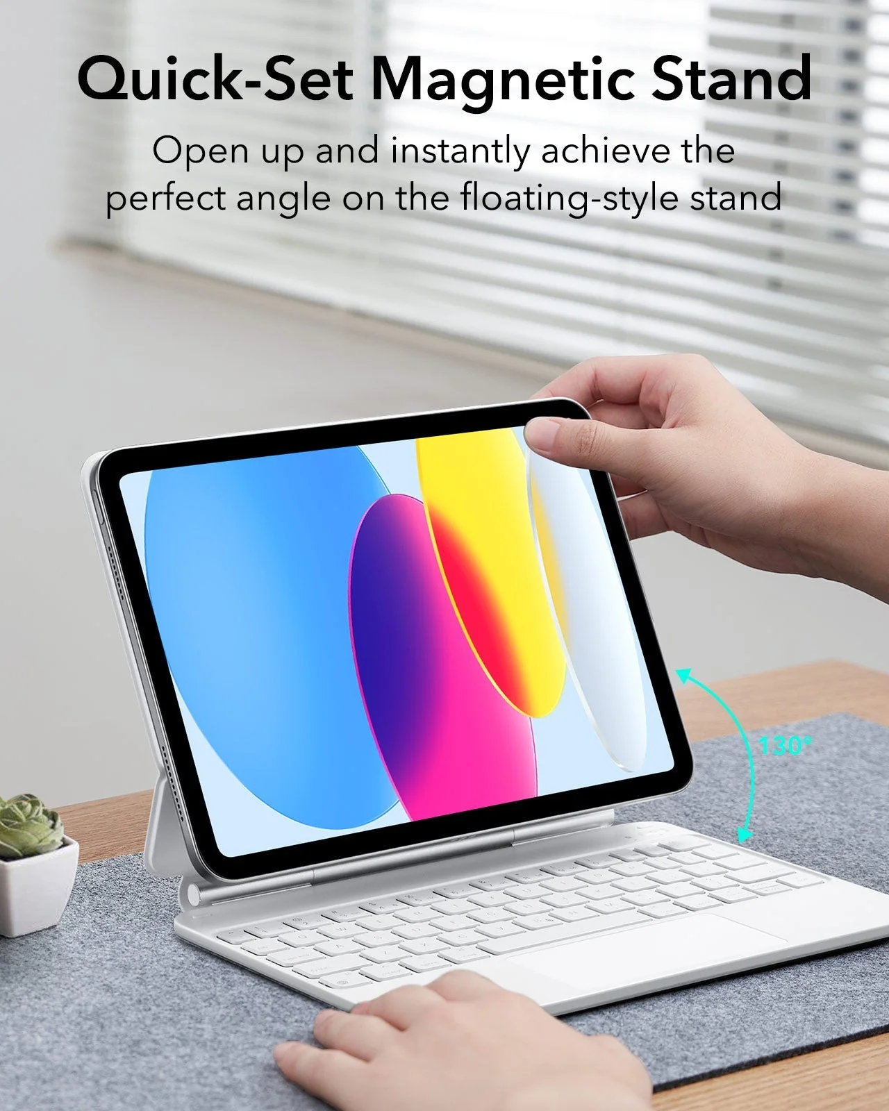 iPad 11th" (A16, 2025) Rebound Magnetic Keyboard Case - US Layout-White - Image 4