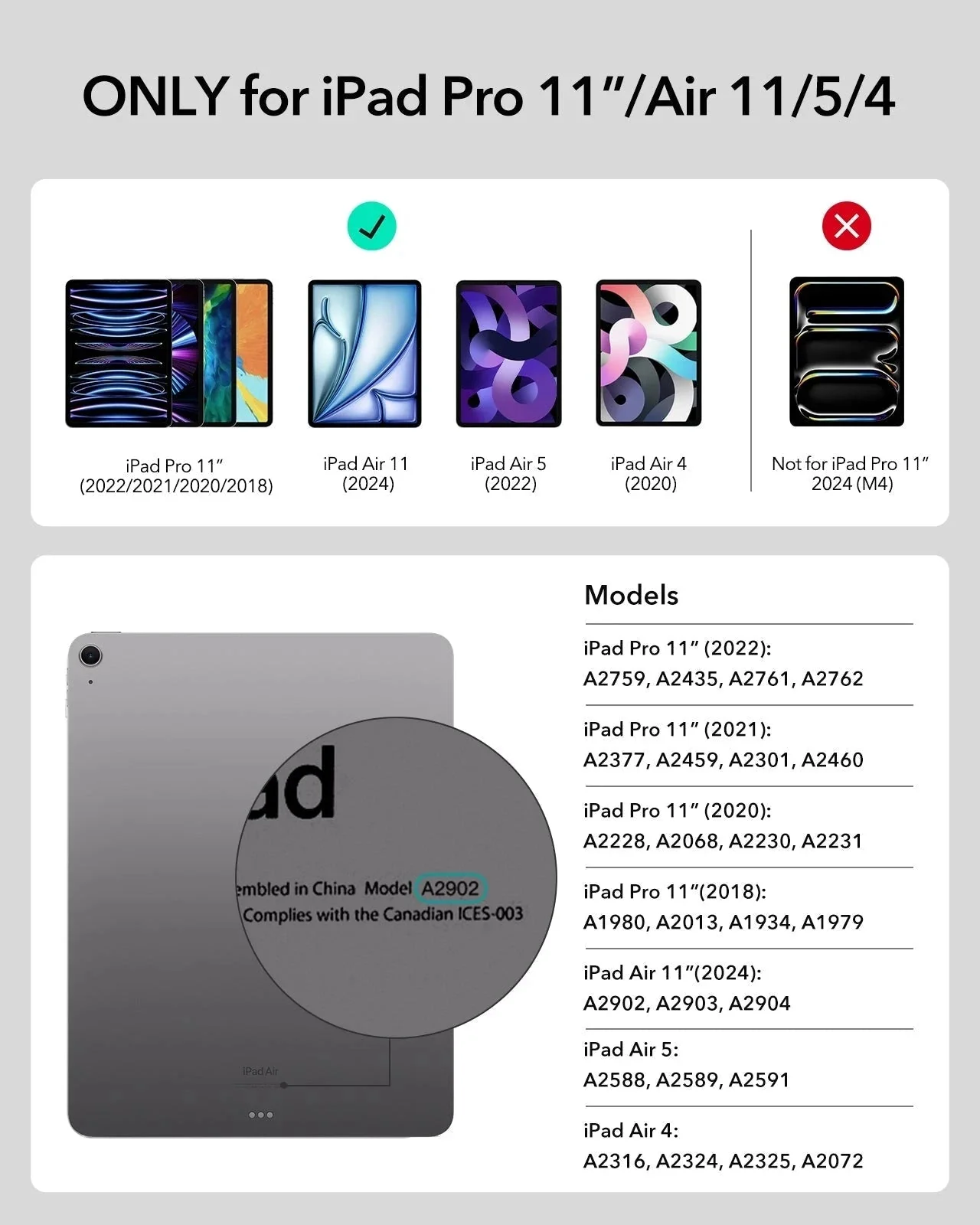 iPad Air 10.9” (5th/4th Gen), and iPad Pro 11” (4th/3rd/2nd/1st Gen) Rebound Magnetic Keyboard Case - US Layout-White - Image 2