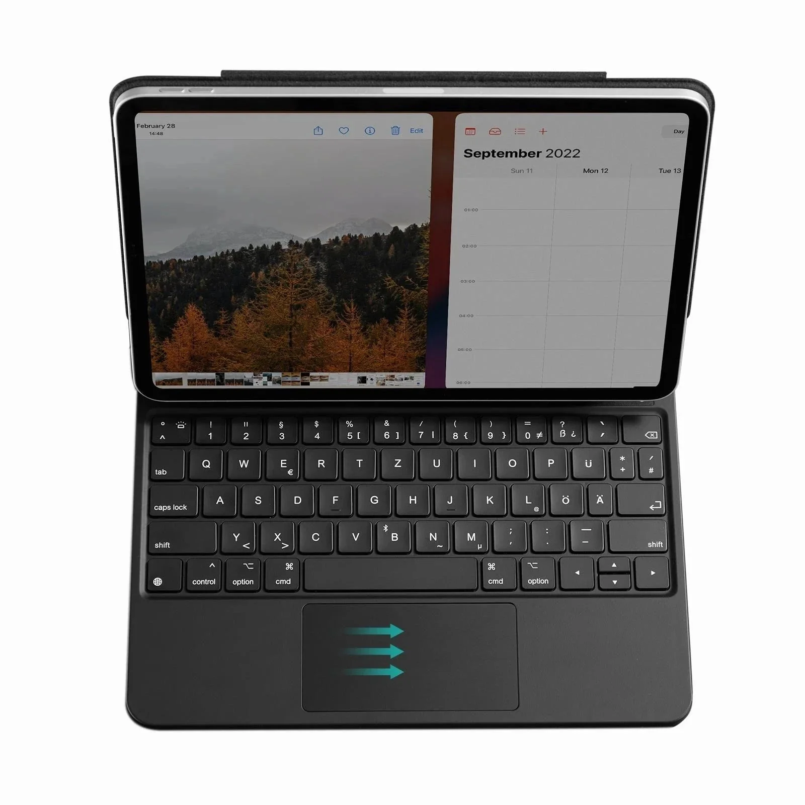 iPad Air 10.9” (5th/4th Gen), and Pro 11” (4th/3rd/2nd/1st Gen) Rebound Magnetic Keyboard Case - DE Layout - Image 4