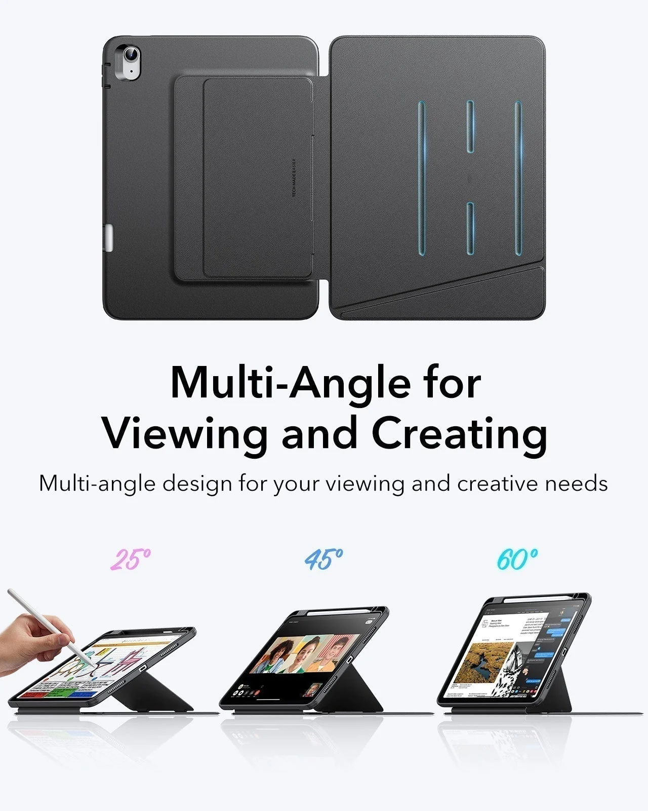 iPad Air 11" (2024), Air 10.9" (5th/4th Gen) Flip Magnetic Case with Pencil Holder - Green - Image 5