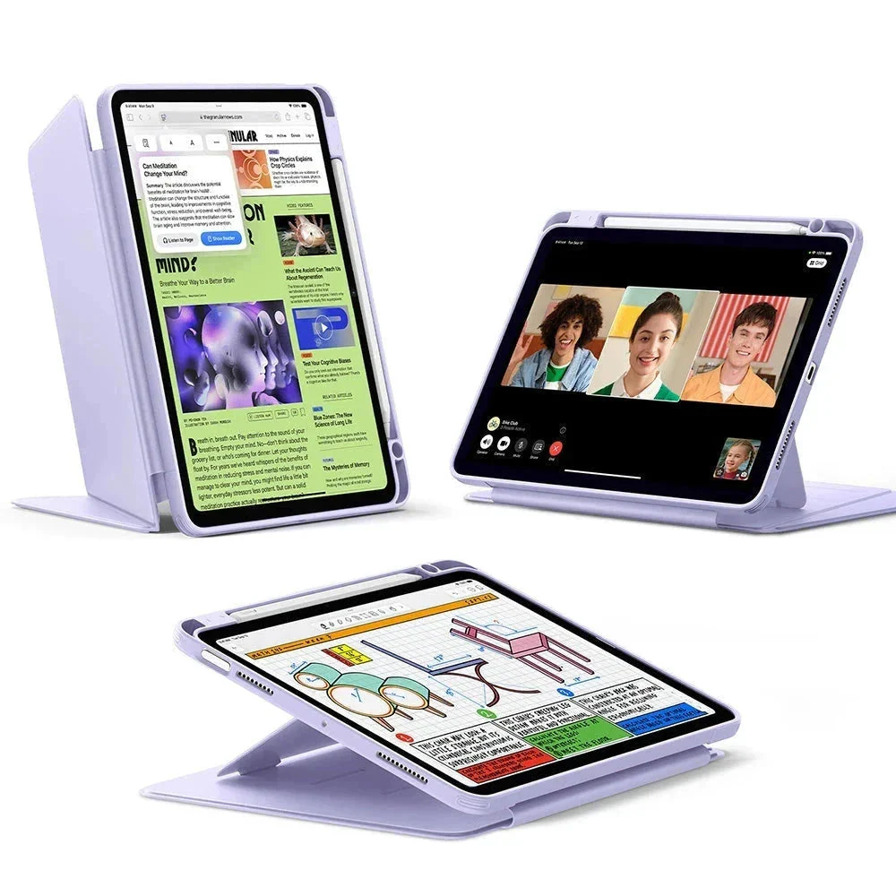 iPad Air 11" (2024), Air 10.9" (5th/4th Gen) Flip Magnetic Case with Pencil Holder - Light Purple