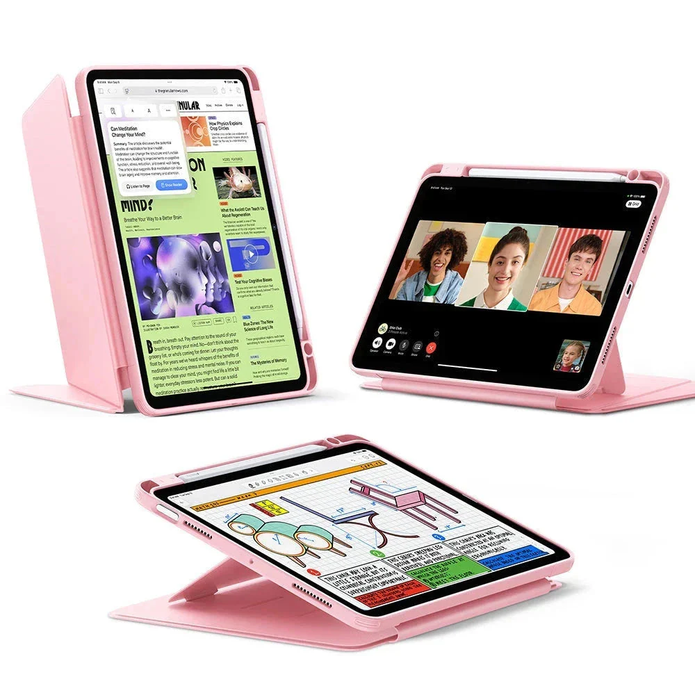 iPad Air 11" (2024), Air 10.9" (5th/4th Gen) Flip Magnetic Case with Pencil Holder - Pink