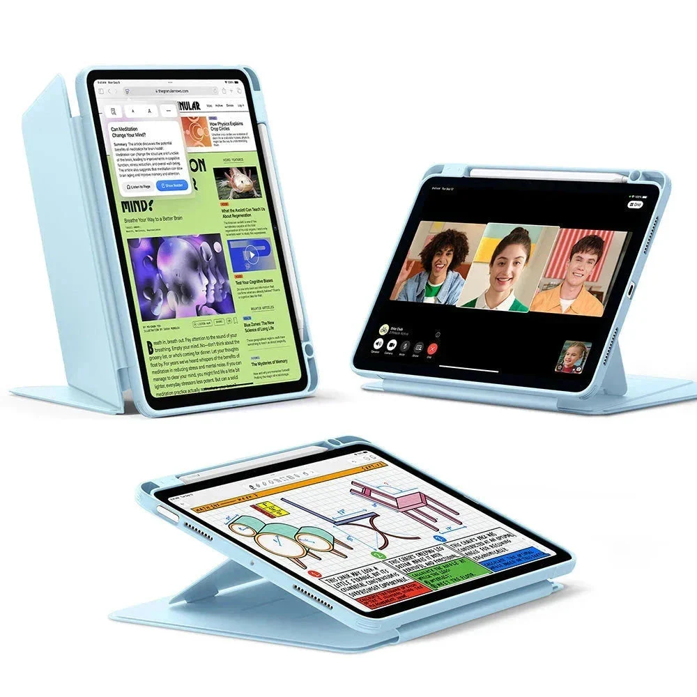 iPad Air 11" (2024), Air 10.9" (5th/4th Gen) Flip Magnetic Case with Pencil Holder - Sky Blue