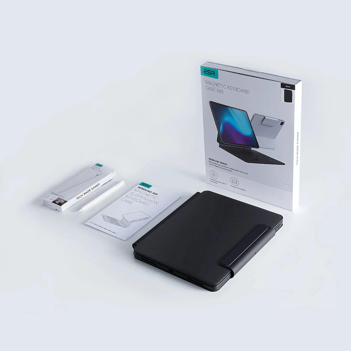 iPad Air 11ʺ (2024), Air 10.9ʺ (5th/4th Gen), and Pro 11ʺ (4th/3rd/2nd/1st Gen) Rebound Magnetic Keyboard Case 360 Pencil Bundle - DE Layout-Black - Image 3
