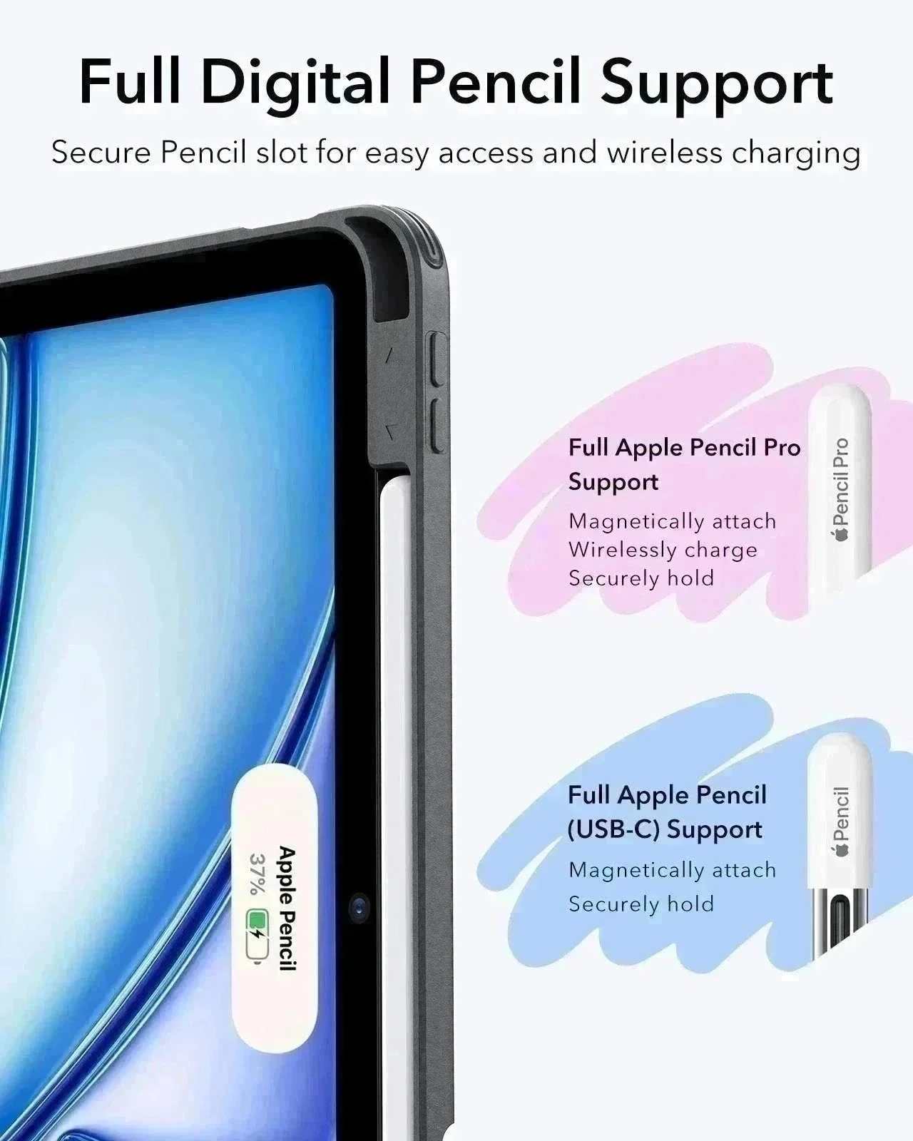 iPad Air 11" (2024), Air 10.9" (5th/4th Gen) Flip Magnetic Case with Pencil Holder - Black - Image 9