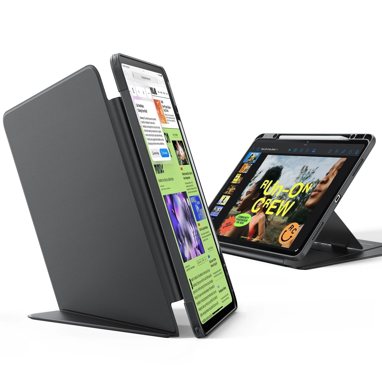 iPad Air 11" (2025) Flip Magnetic Case with Pencil Holder - Black - Image 3