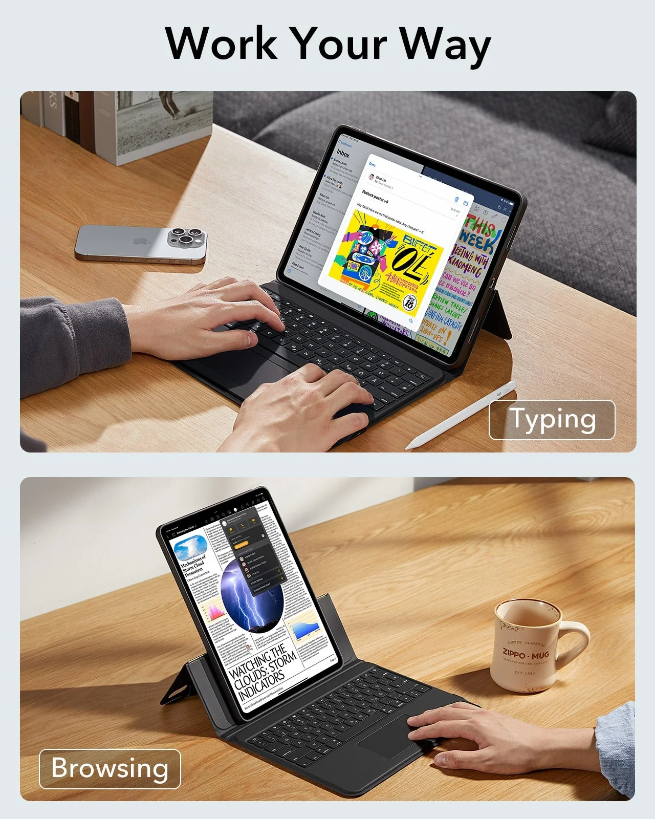 iPad Air 13” (2024) Ascend Keyboard Case - DE Layout-Black - Image 4