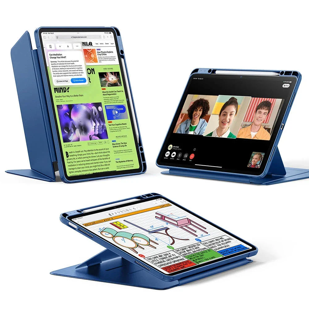 iPad Air 13" (2024) Flip Magnetic Case with Pencil Holder - Navy Blue