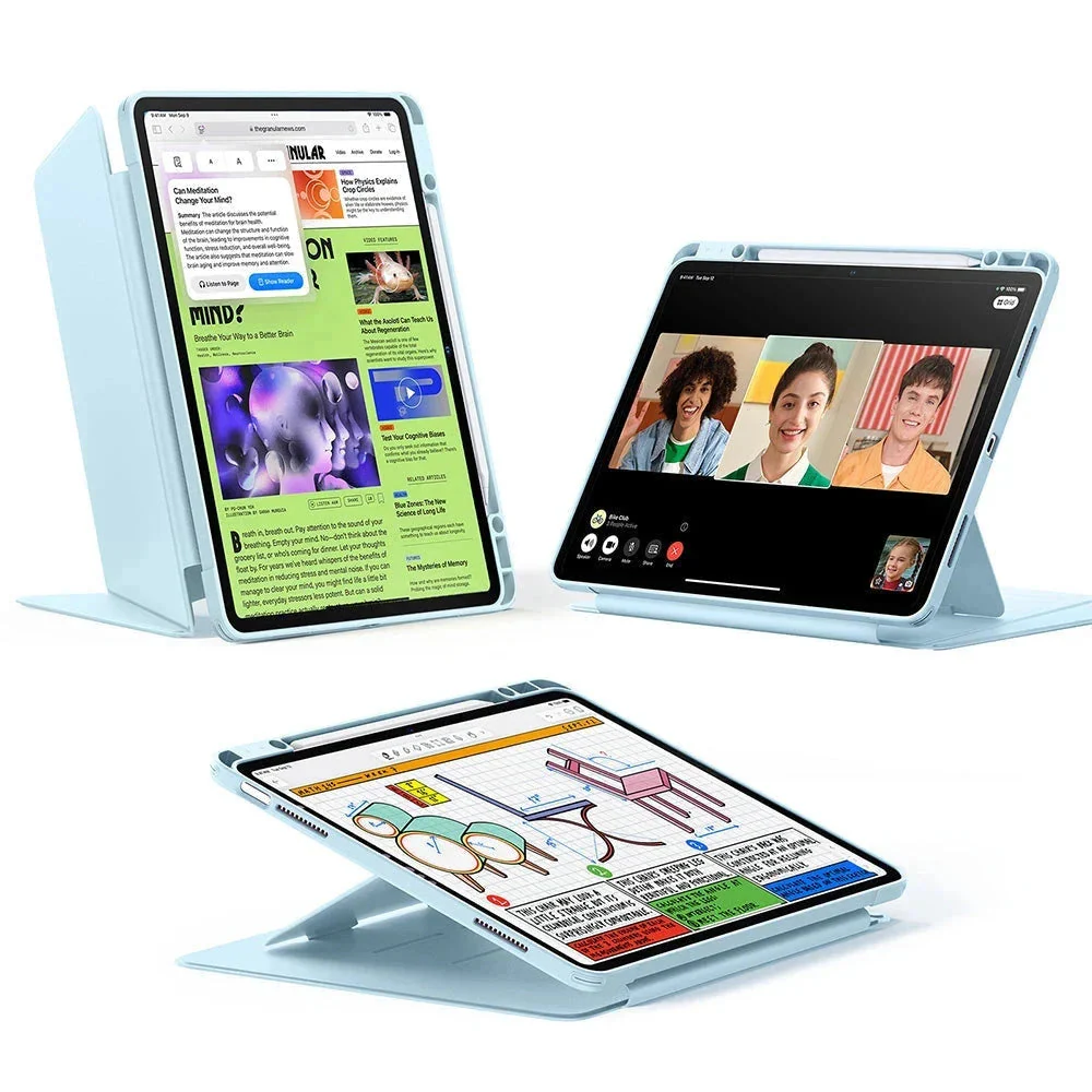 iPad Air 13" (2024) Flip Magnetic Case with Pencil Holder - Sky Blue