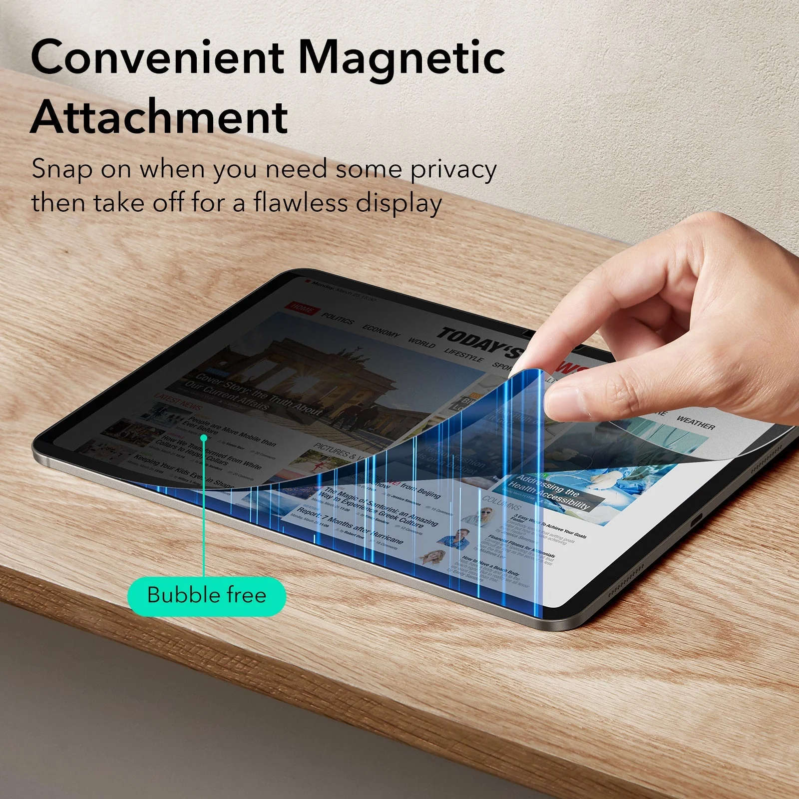 iPad Air 13" (2024) Privacy Magnetic Screen Protector Set - 1 Privacy + 2 Tempered-Glass - Image 3