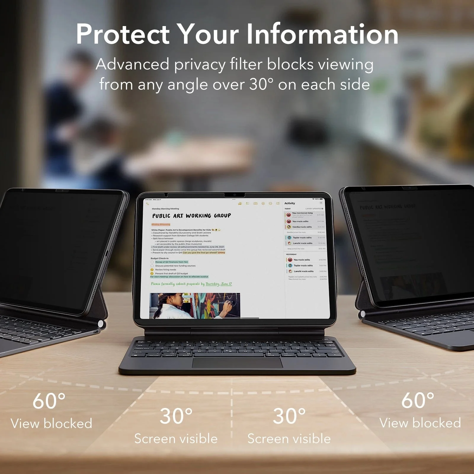 iPad Air 13" (2024) Privacy Magnetic Screen Protector Set - 1 Privacy + 2 Tempered-Glass - Image 4
