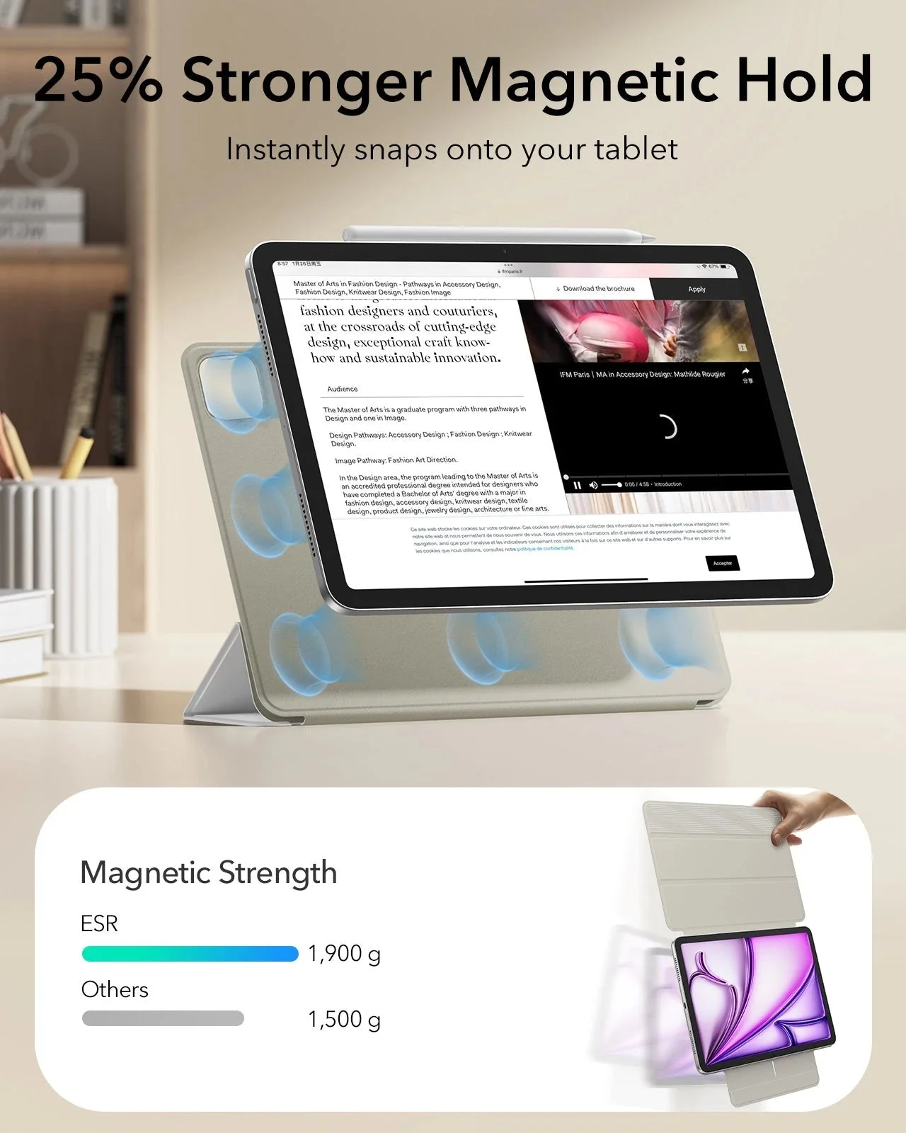 iPad Air 13ʺ (2024) Rebound Magnetic Case - Brilliant White - Image 3