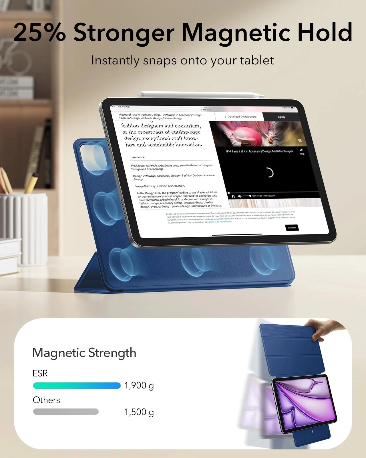 iPad Air 13ʺ (2024) Rebound Magnetic Case - Navy Blue - Image 3