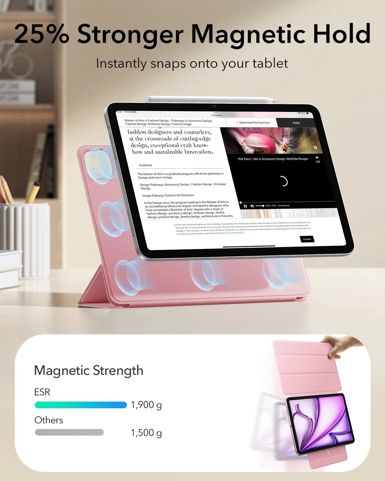 iPad Air 13ʺ (2024) Rebound Magnetic Case - Pink - Image 3