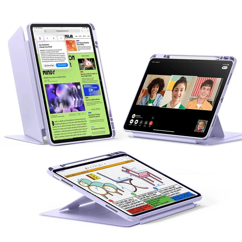 iPad Air 13" (2025) Flip Magnetic Case with Pencil Holder - Light Purple