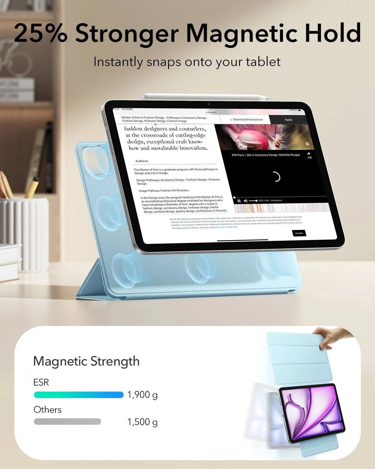 iPad Air 13" (2025) Rebound Magnetic Case - Light Blue - Image 6