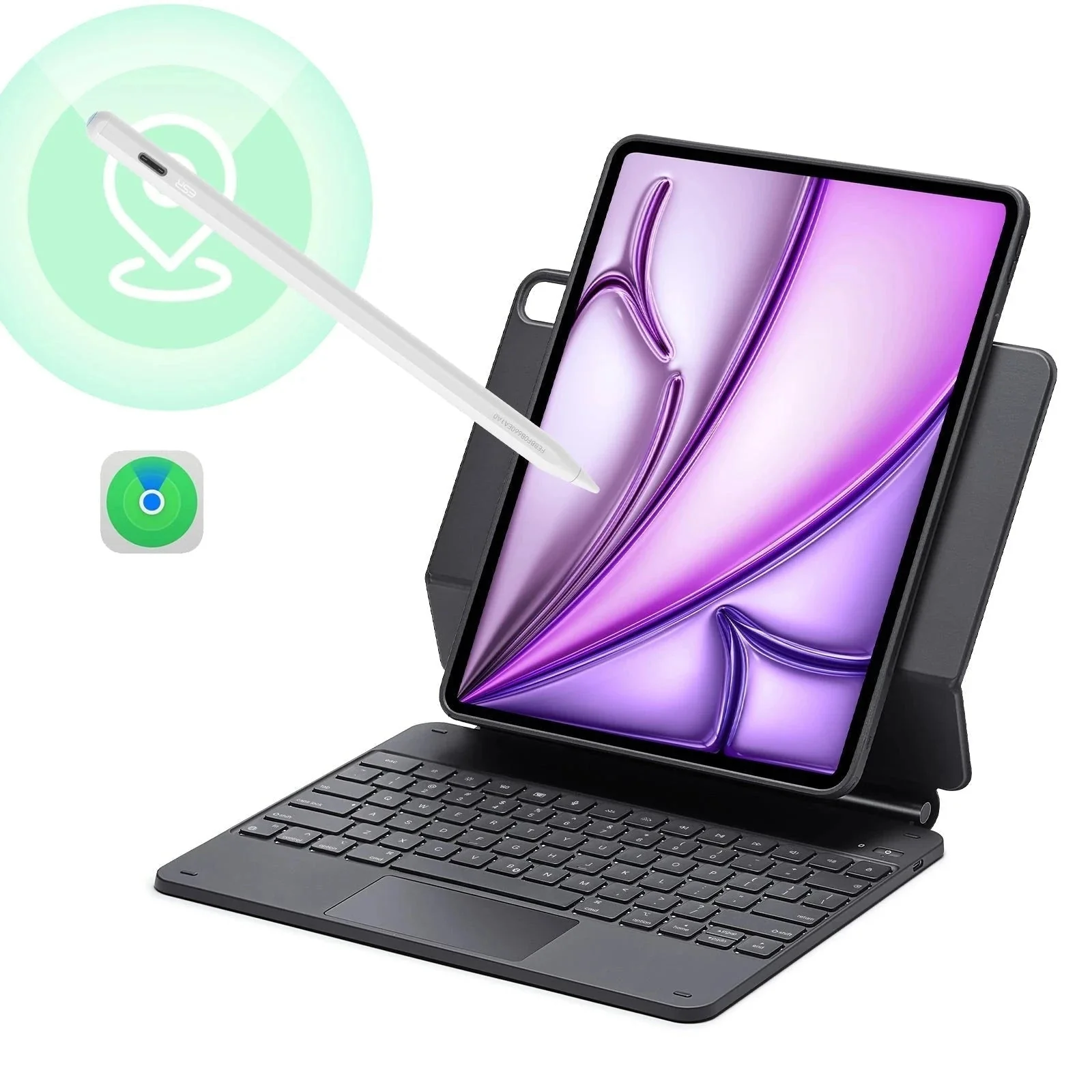 iPad Air 13” (2025) Rebound Magnetic Keyboard Case 360 Pencil Bundle-US Layout-Black