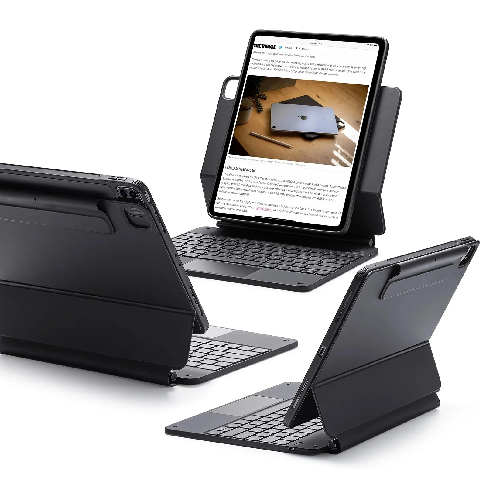 iPad Pro 12.9″ (6th/5th/4th/3rd Gen) Rebound Magnetic Keyboard Case 360 - DE Layout-Black