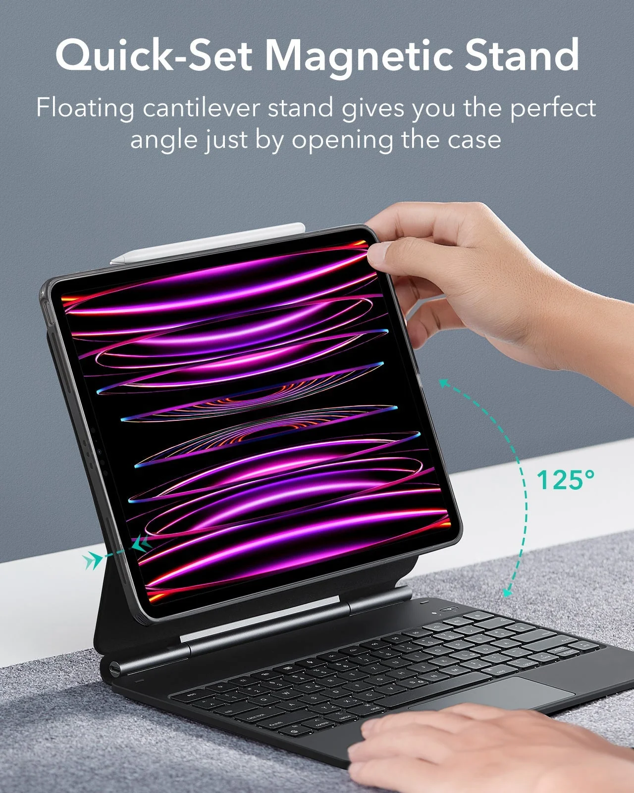 iPad Pro 12.9″ (6th/5th/4th/3rd Gen) Rebound Magnetic Keyboard Case 360 - DE Layout-Black - Image 4