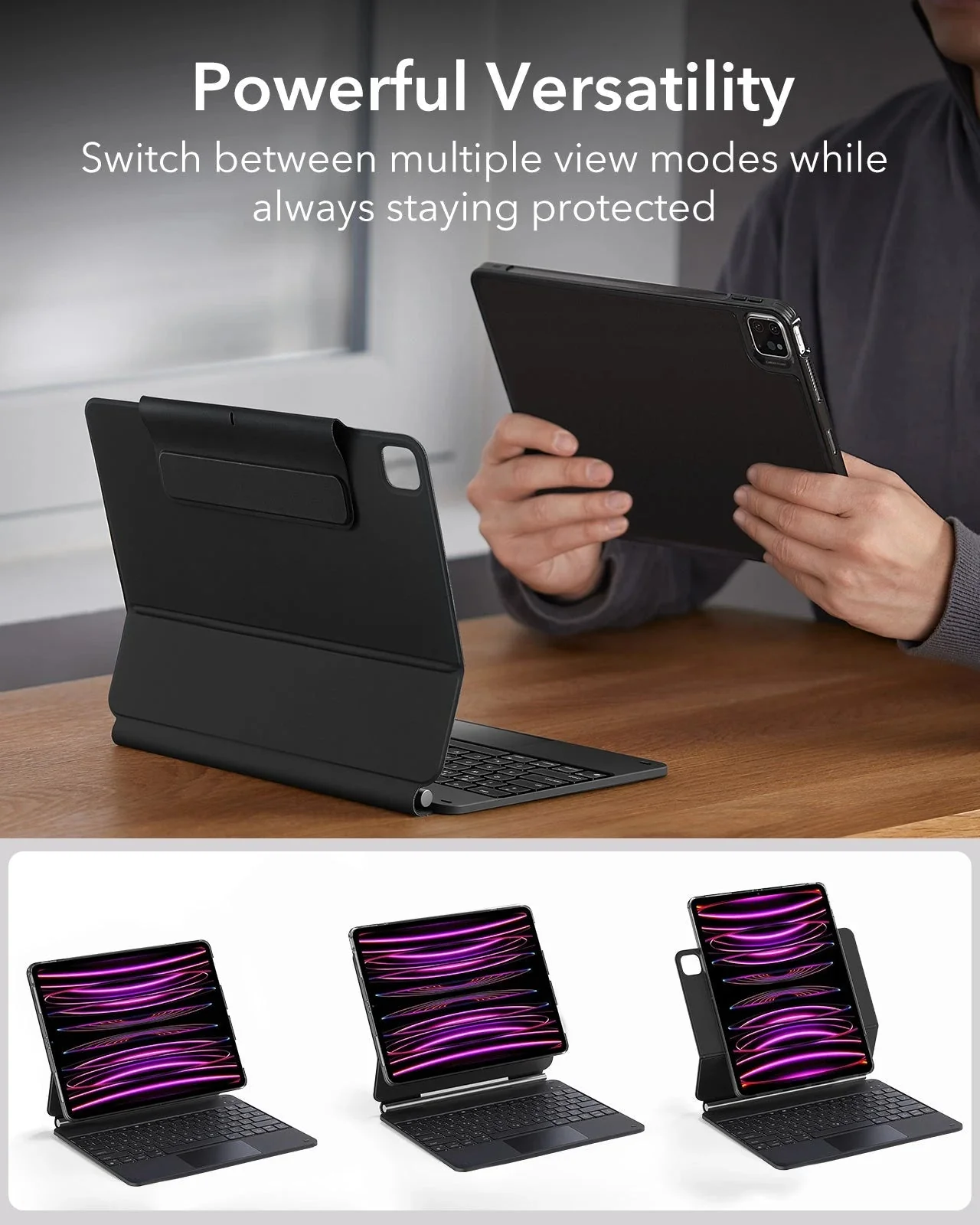 iPad Pro 12.9″ (6th/5th/4th/3rd Gen) Rebound Magnetic Keyboard Case 360 - DE Layout-Black - Image 5