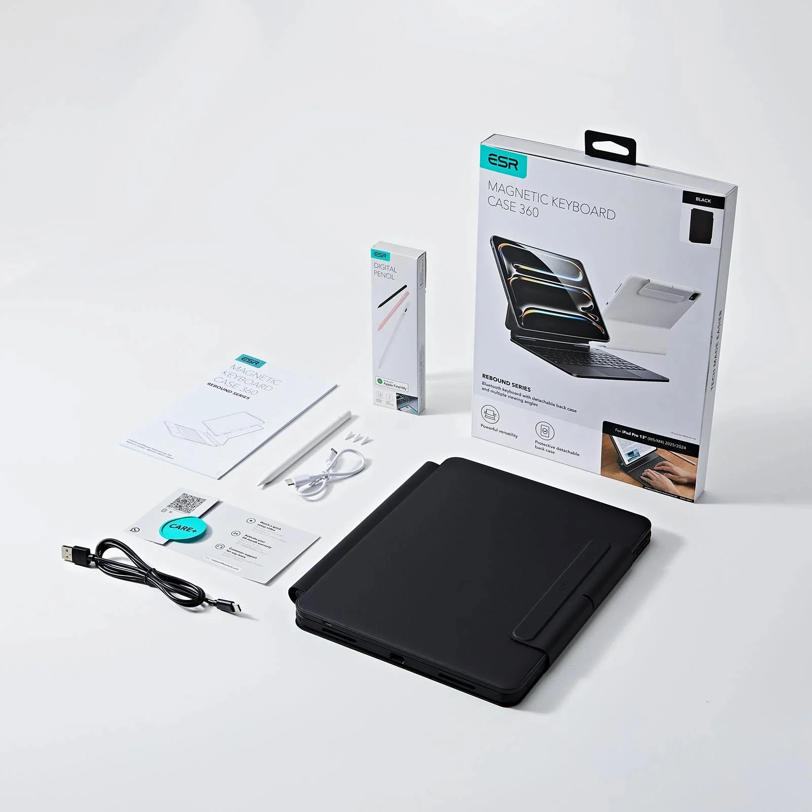 iPad Pro 13ʺ (2024) Rebound Magnetic Keyboard Case 360 Pencil Bundle - US Layout-Black - Image 3