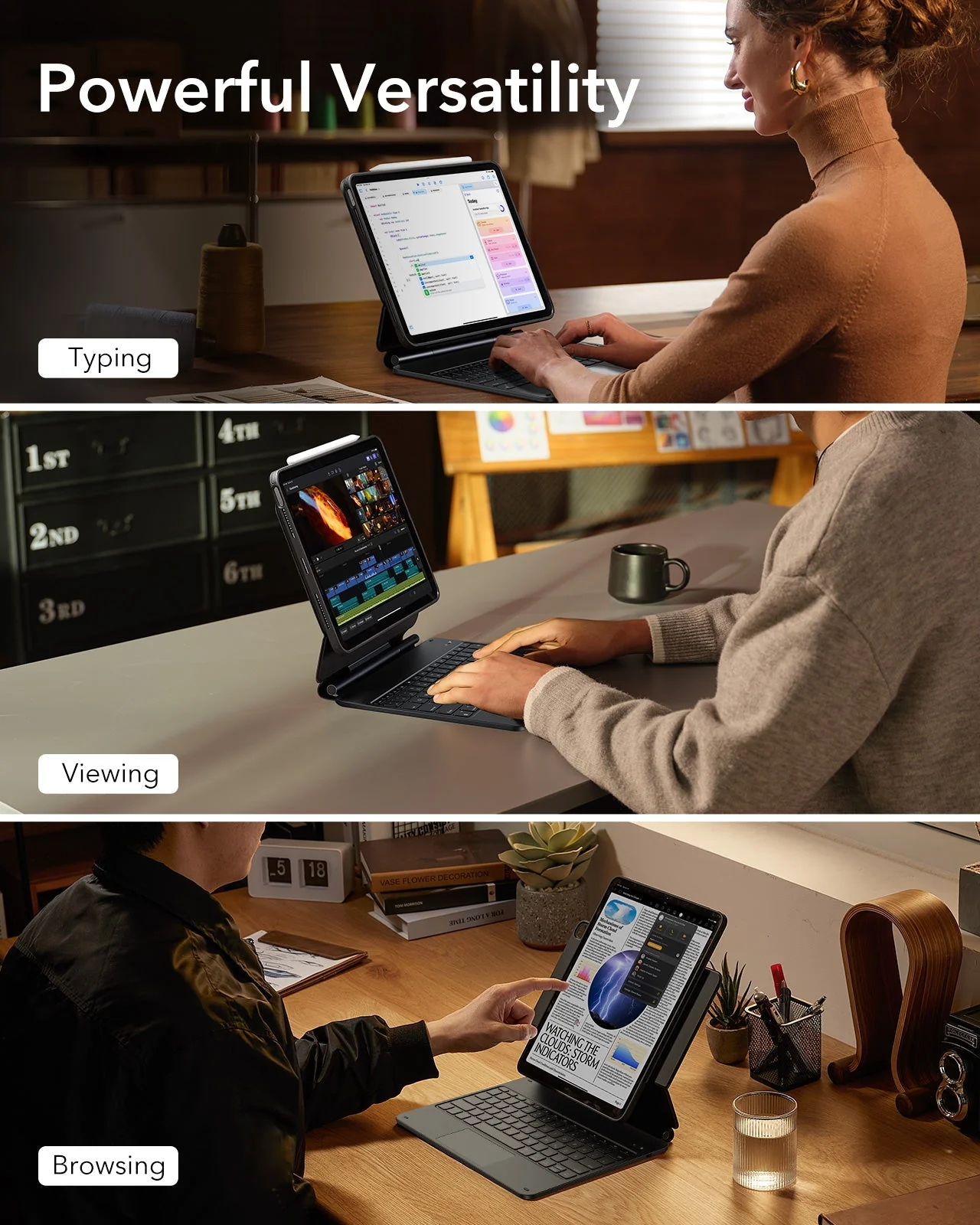 iPad Pro 13ʺ (2024) Rebound Magnetic Keyboard Case 360 Paper-Feel Bundle - DE Layout-Black - Image 7