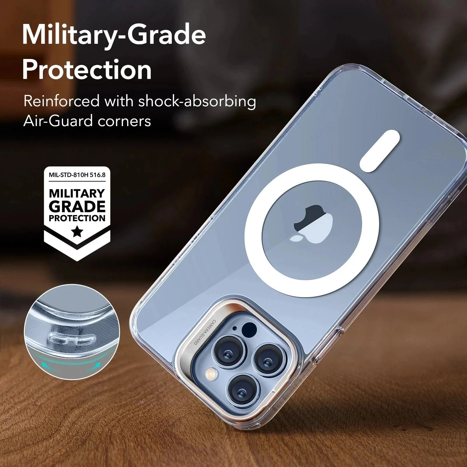 iPhone 13 Pro Classic Hybrid Case with Stash Stand (HaloLock) - Clear - Image 6