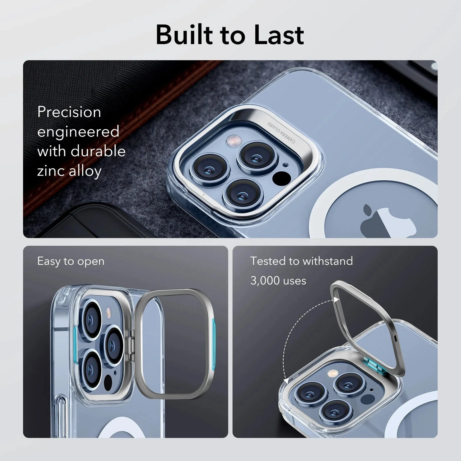 iPhone 13 Pro Max Classic Hybrid Case with Stash Stand (HaloLock) - Clear - Image 4