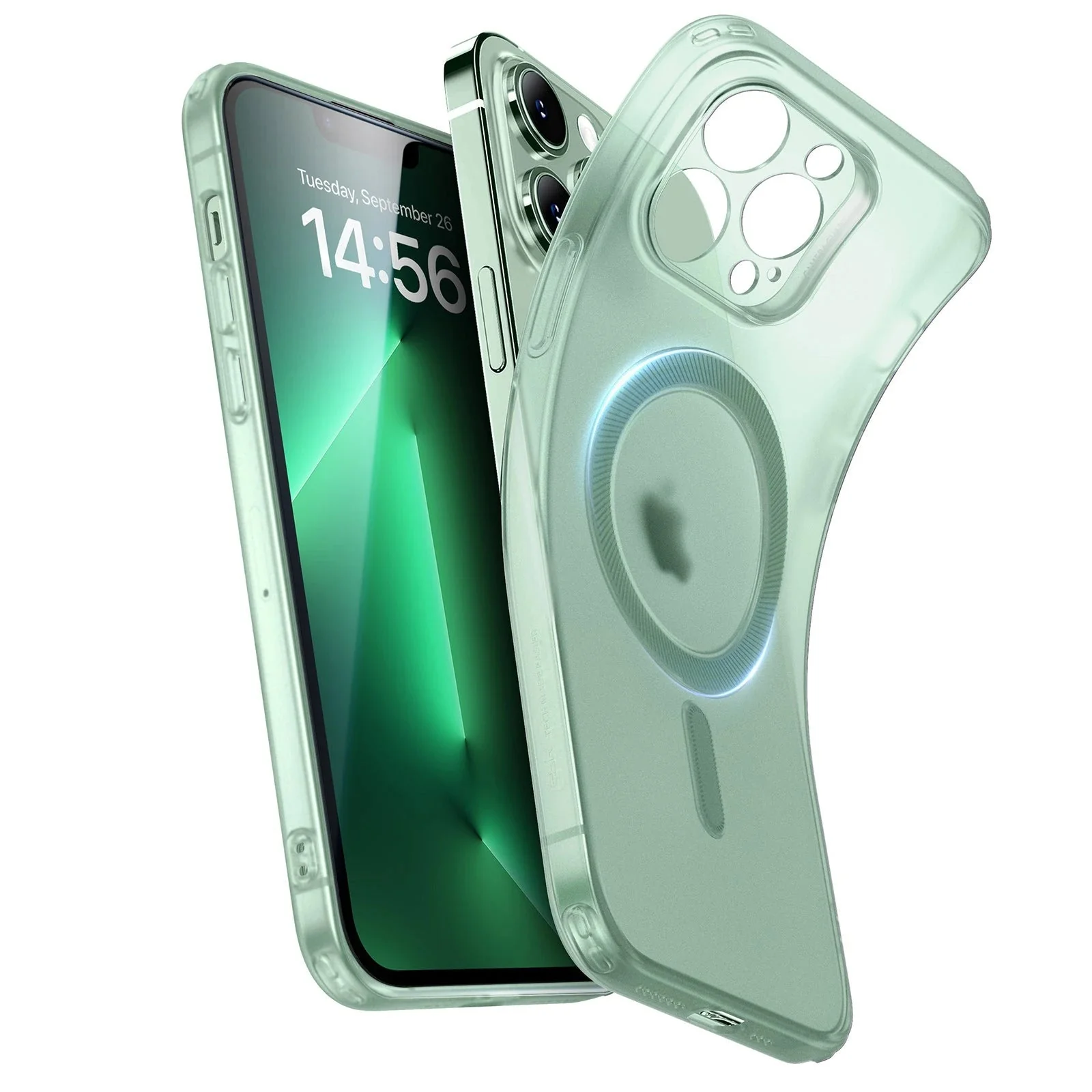 iPhone 13 Pro Zero Clear Case (HaloLock) - Frosted Green