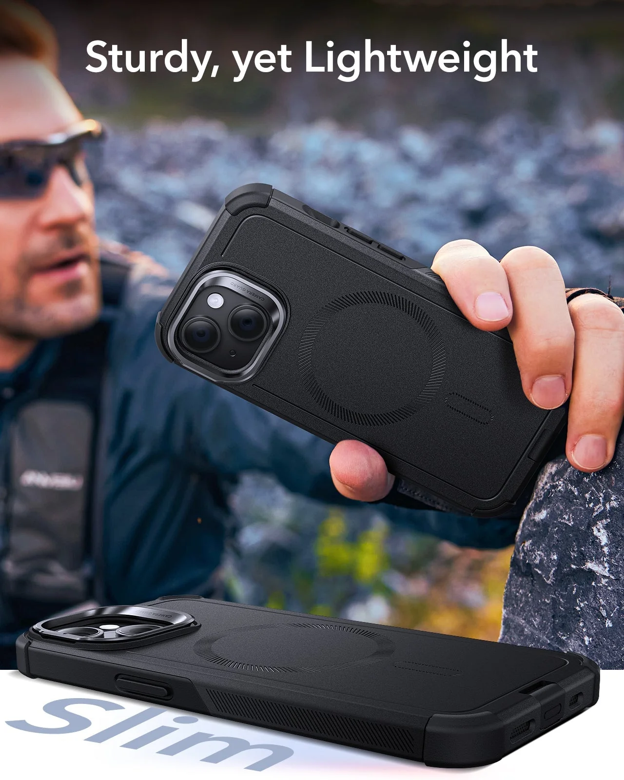 iPhone 14/13 Cyber Tough Magnetic Case (Stash Stand) - Black - Image 7