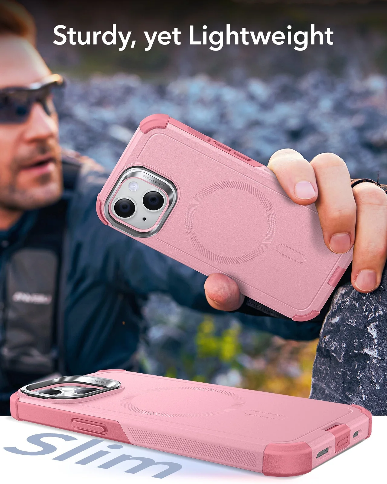 iPhone 14/13 Cyber Tough Magnetic Case (Stash Stand) - Pink - Image 7