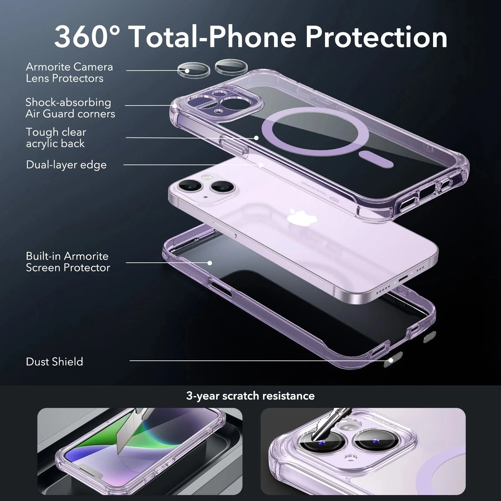 iPhone 14 Armor Tough Case (HaloLock) - Clear Purple - Image 3