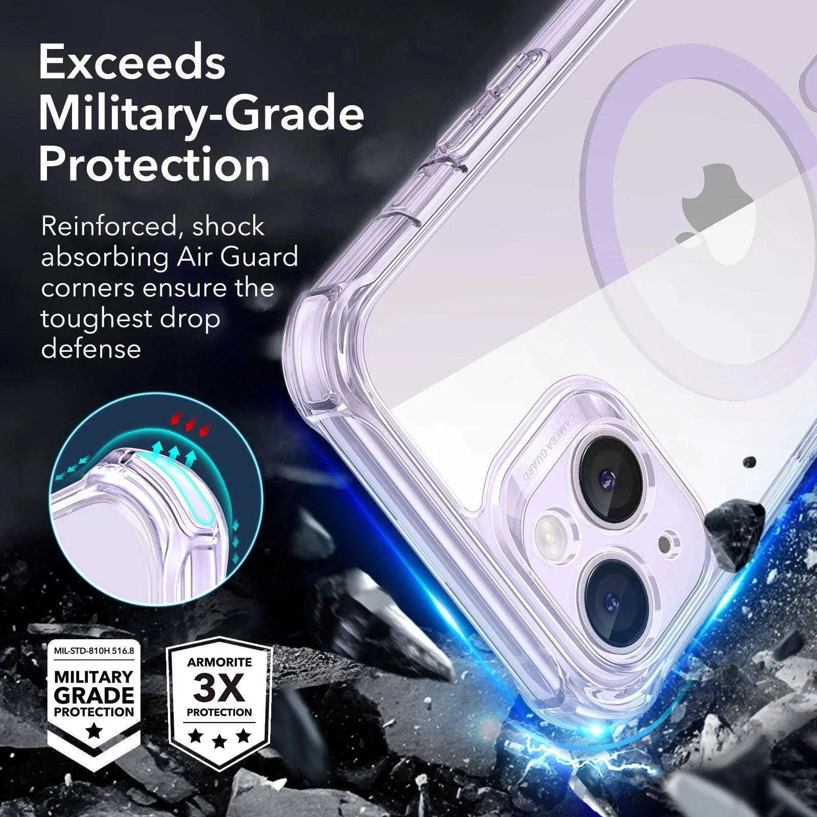 iPhone 14 Armor Tough Case (HaloLock) - Clear Purple - Image 4