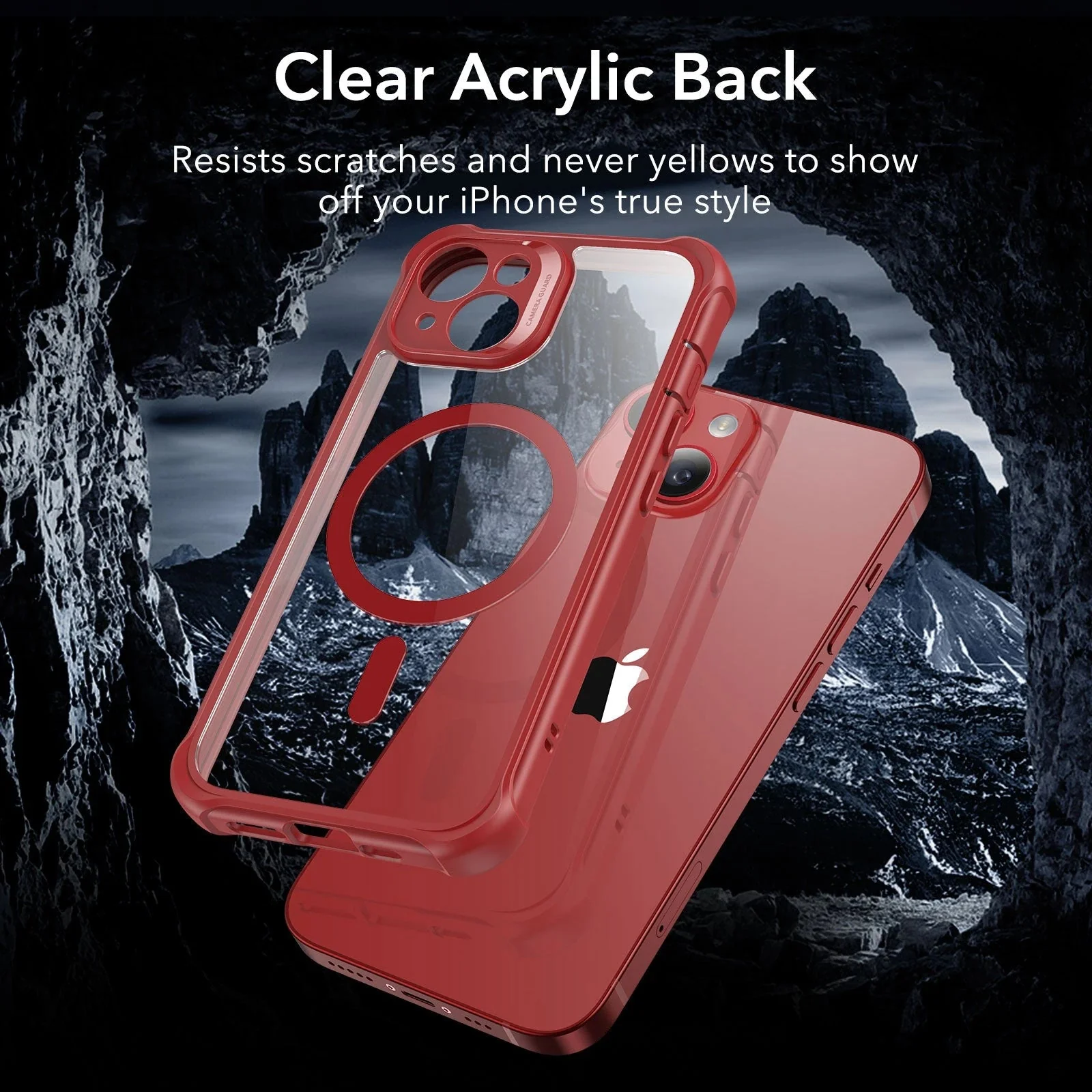 iPhone 14 Armor Tough Case (HaloLock) - Clear Red - Image 8