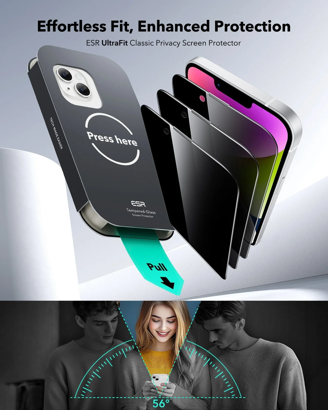 iPhone 14 Plus/13 Pro Max UltraFit Classic Privacy Screen Protector - 3 Pack - Image 2