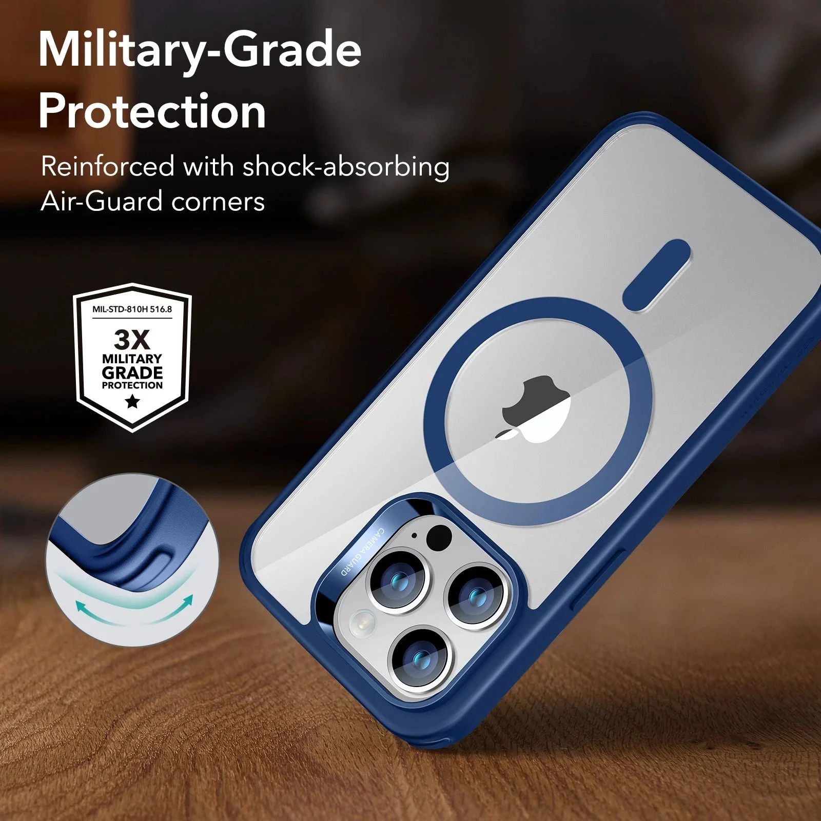 iPhone 14 Pro Classic Hybrid Case (HaloLock) - Clear Blue - Image 4