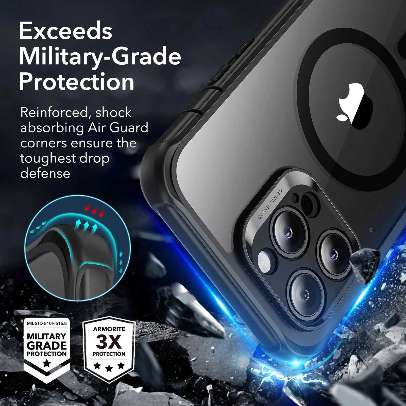 iPhone 14 Pro Max Armor Tough Case (HaloLock) - Clear Black - Image 4