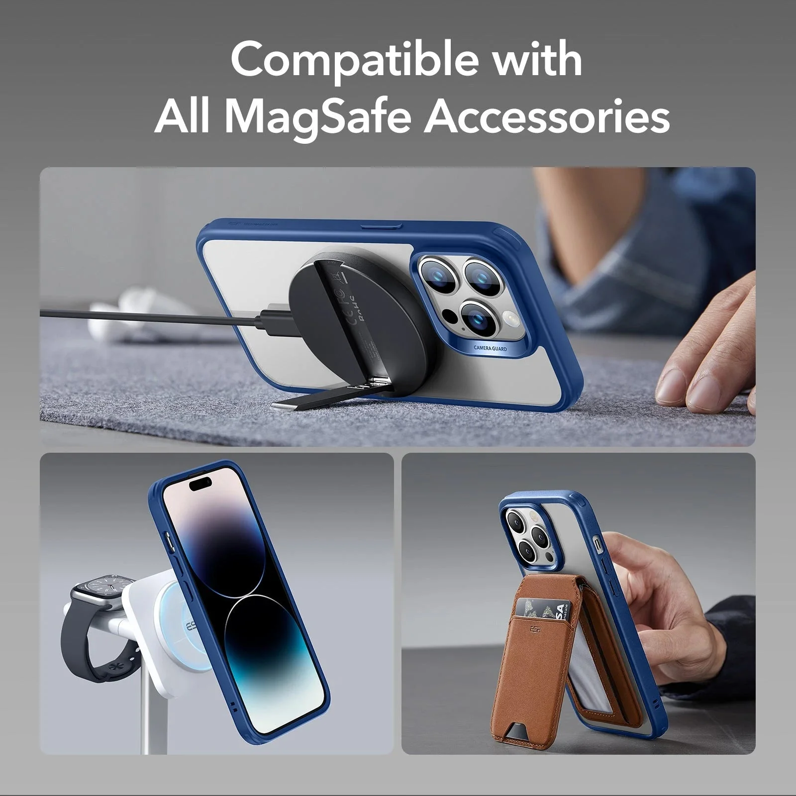 iPhone 14 Pro Max Classic Hybrid Case (HaloLock) - Clear Blue - Image 7