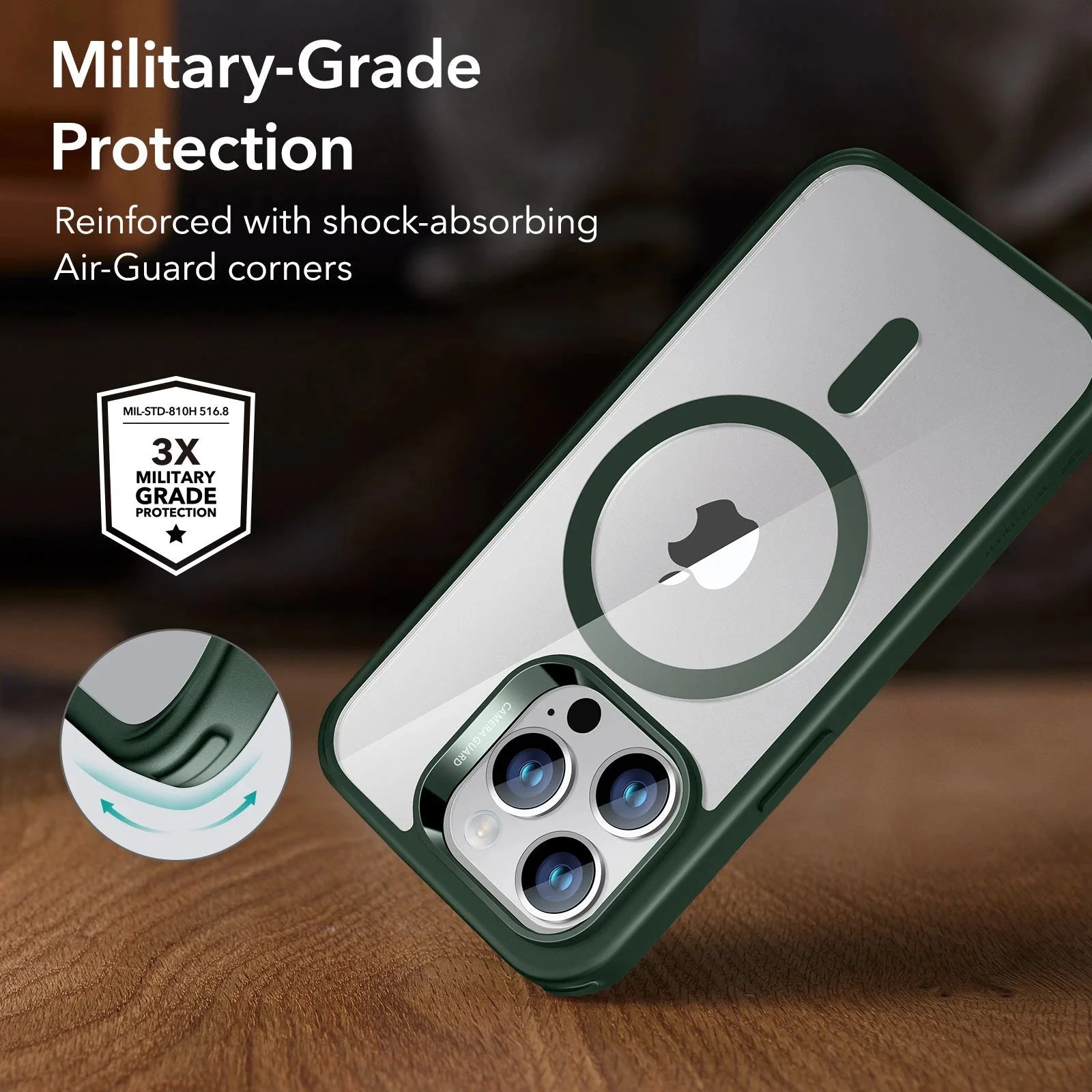 iPhone 14 Pro Max Classic Hybrid Case (HaloLock) - Clear Green - Image 4
