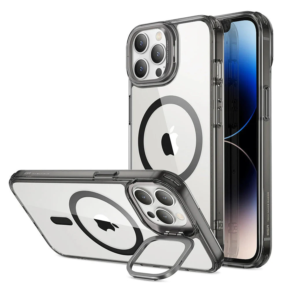 iPhone 14 Pro Max Classic Hybrid Case with Stash Stand (HaloLock) - Clear Black