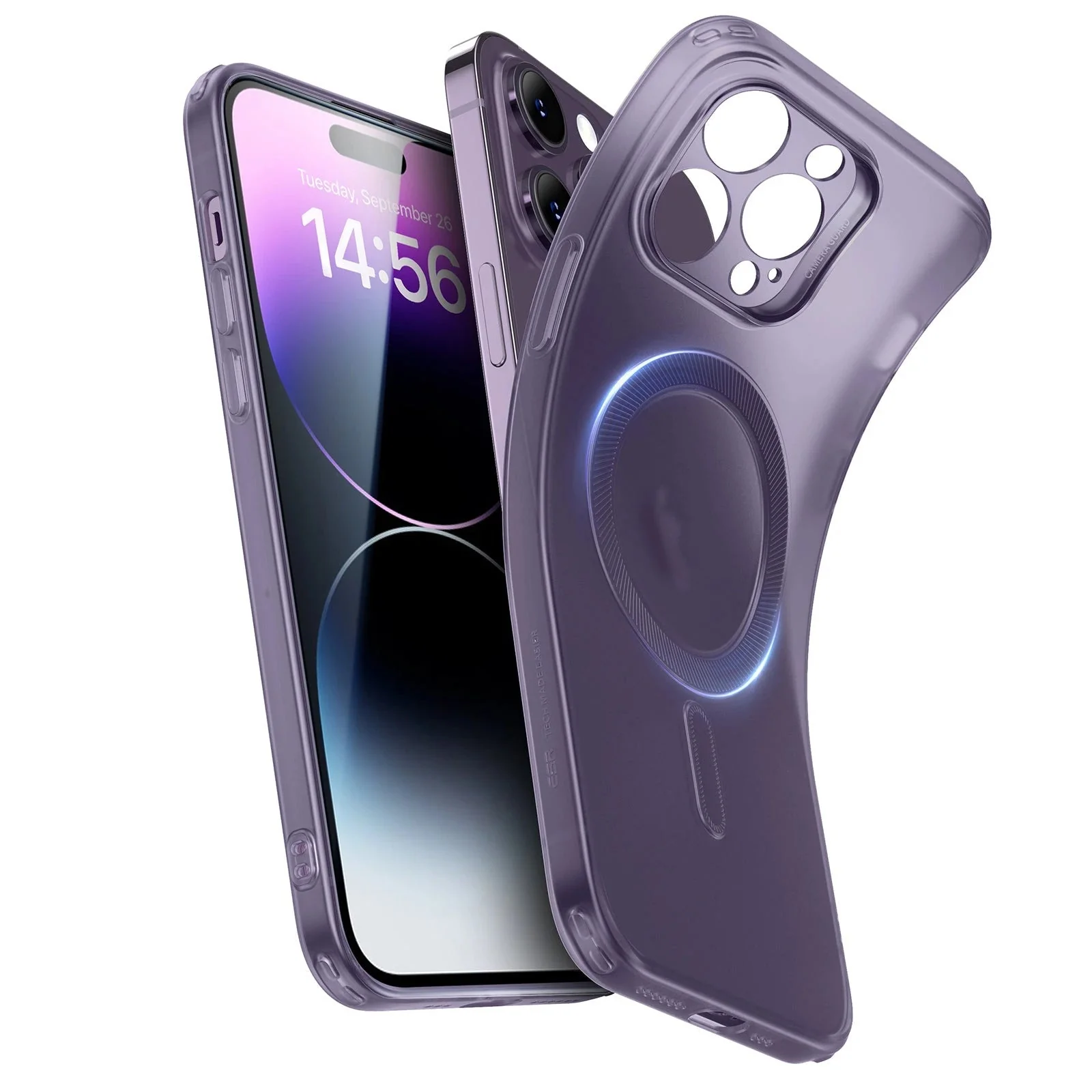 iPhone 14 Pro Zero Clear Case (HaloLock) - Frosted Purple