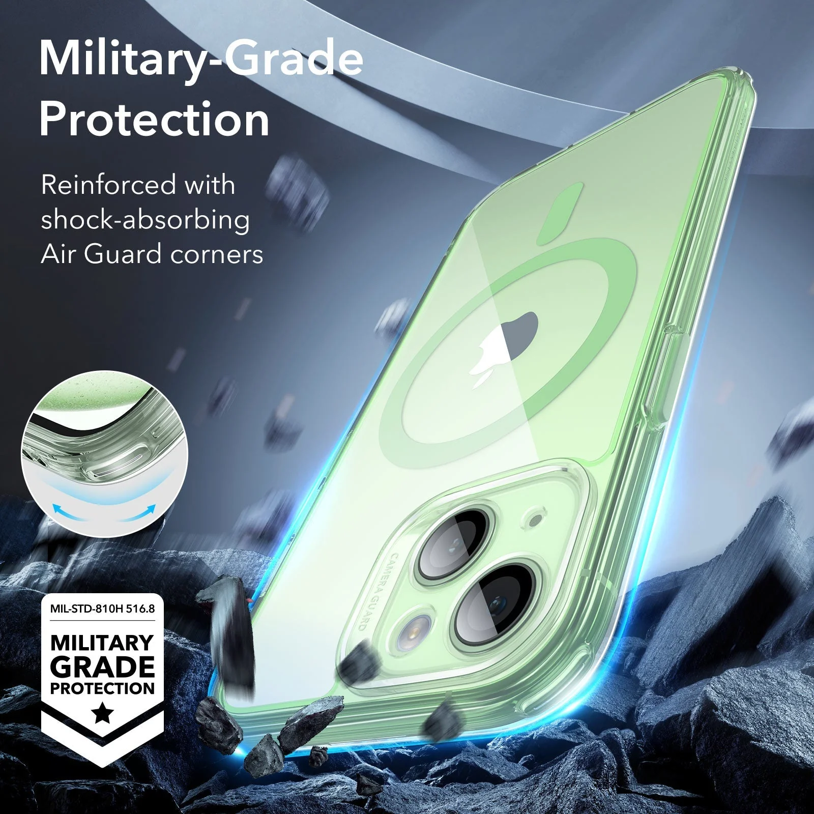 iPhone 15 Classic Pro Case (HaloLock) Set - Clear Green - Image 4