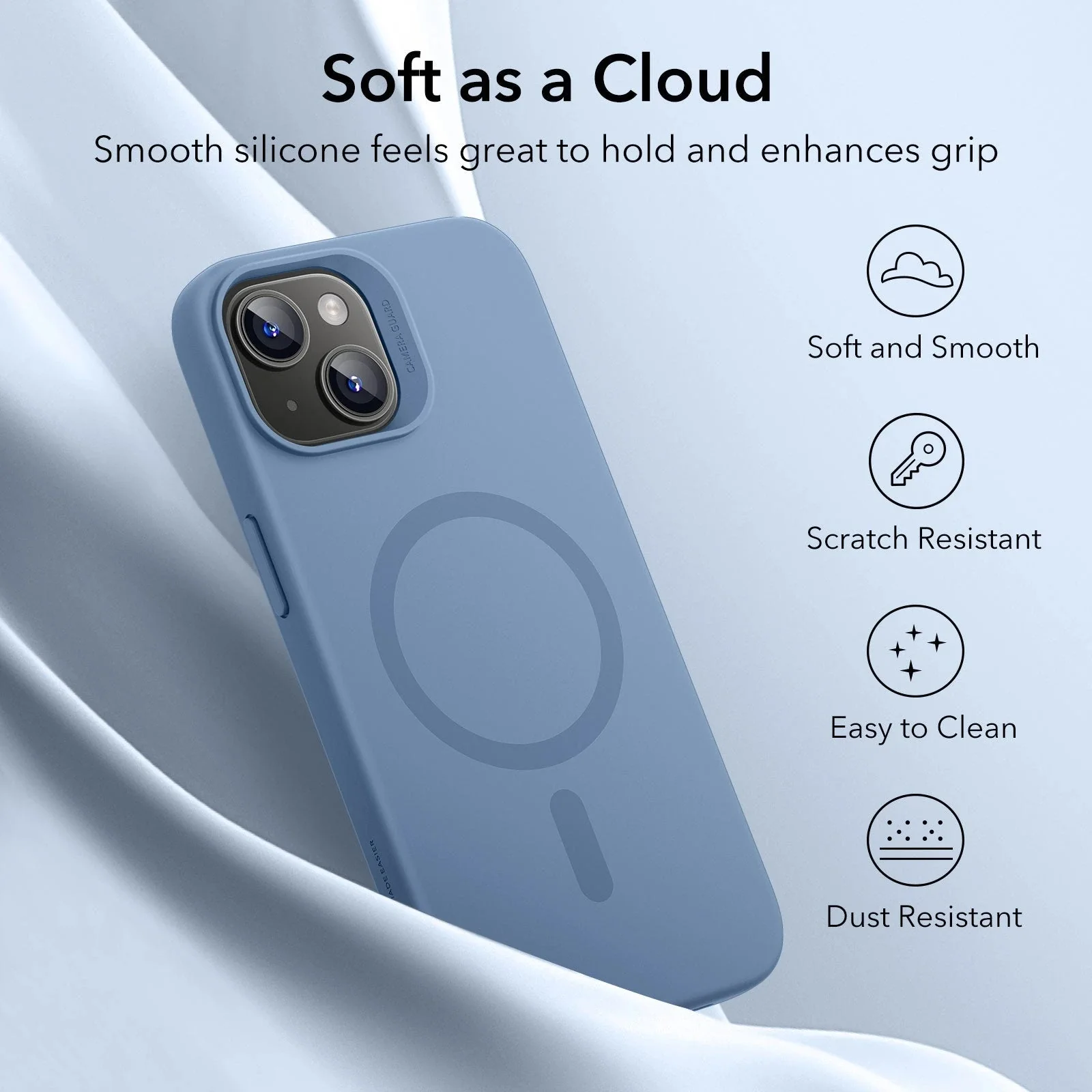 iPhone 15 Cloud Soft Case (HaloLock) - Light Blue - Image 4