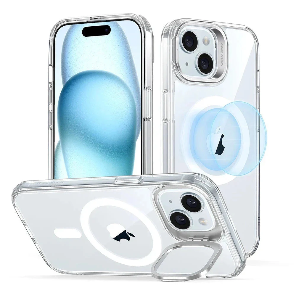 iPhone 15 Plus Classic Hybrid Case with Stash Stand (HaloLock) - Clear