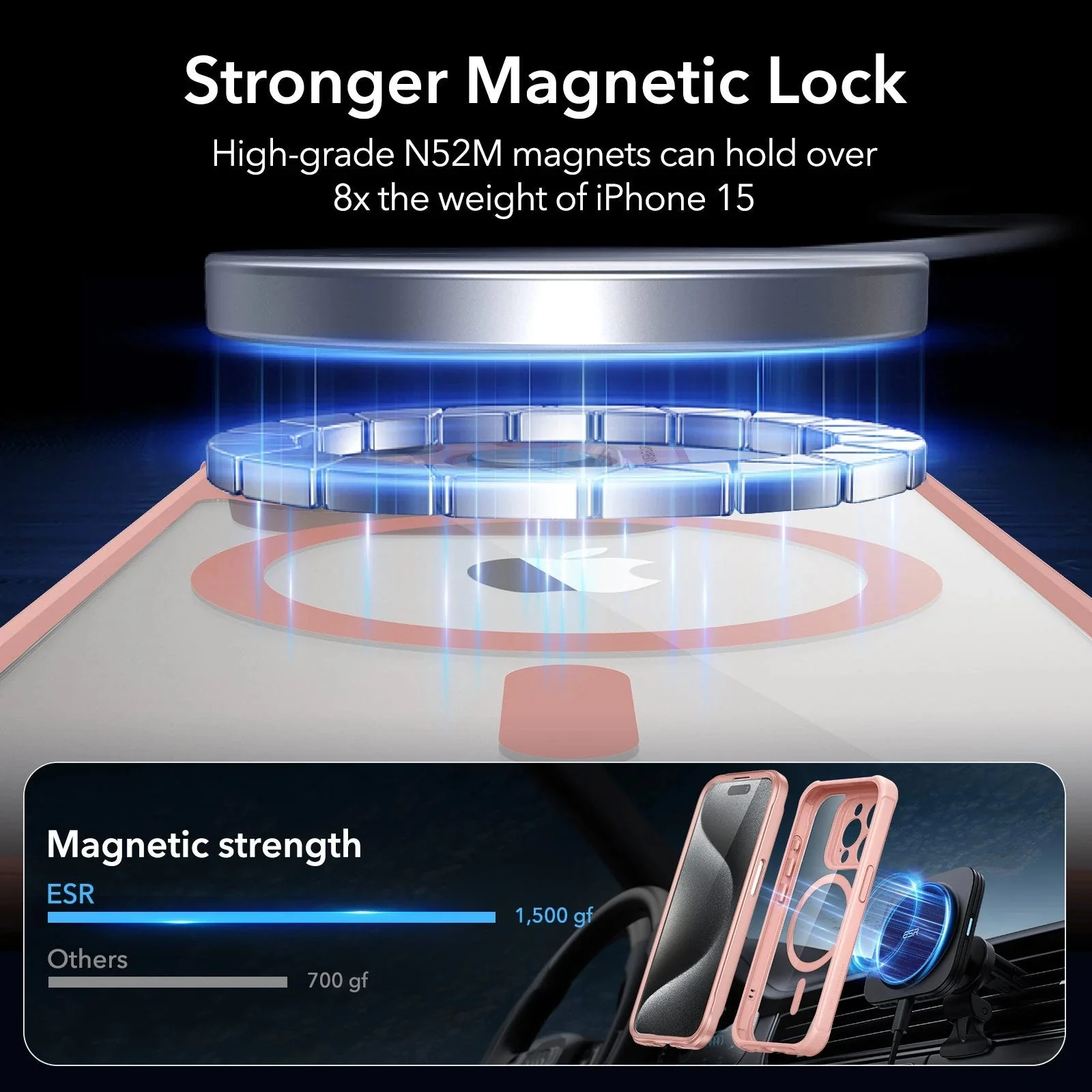 iPhone 15 Pro Armor Tough Case (HaloLock) - Clear Pink - Image 4