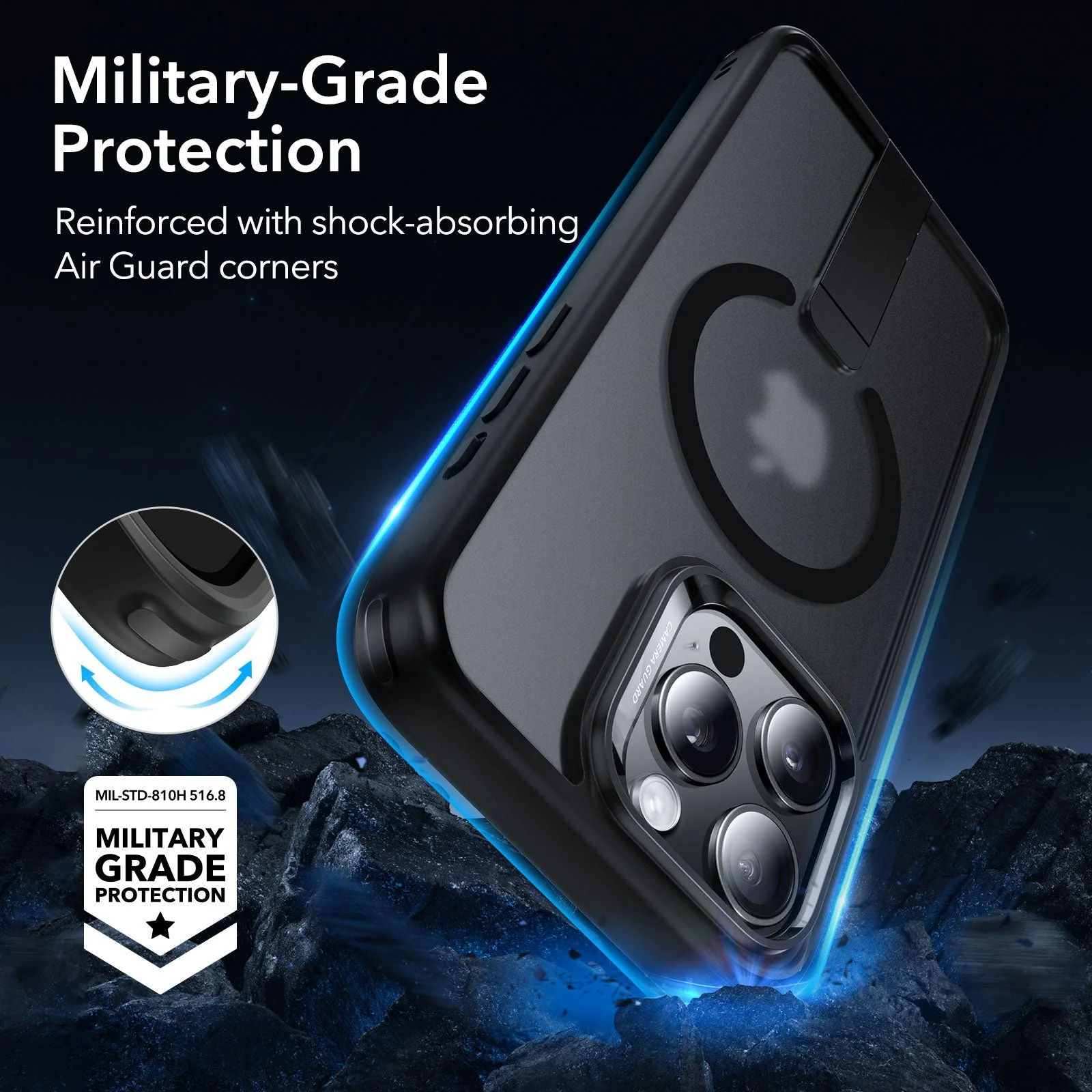 iPhone 15 Pro Boost Flickstand Case (HaloLock) - Frosted Black - Image 3