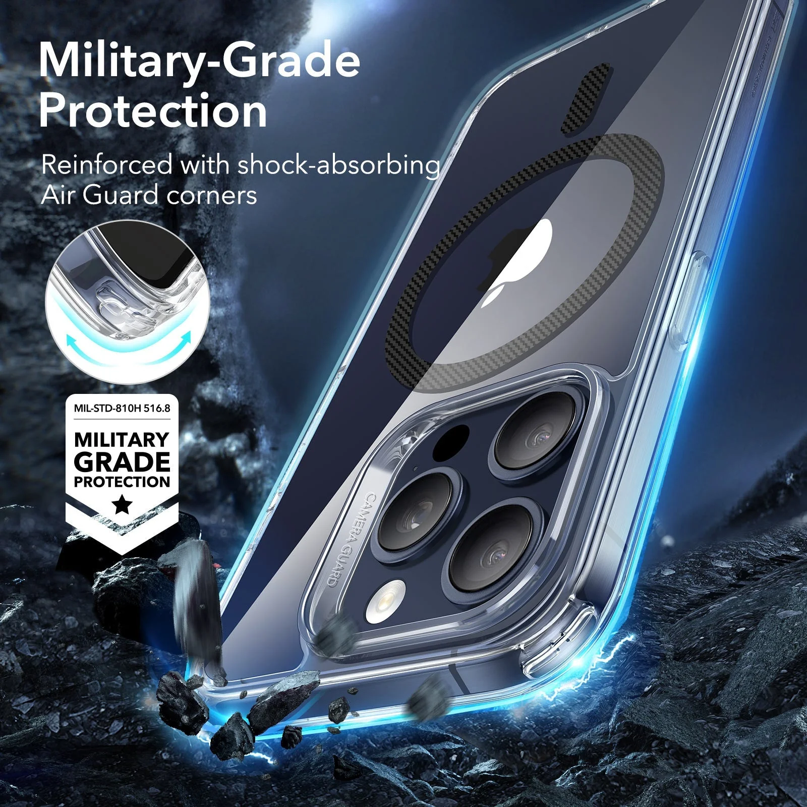 iPhone 15 Pro Classic Hybrid Case (HaloLock) - Carbon Fiber - Image 4
