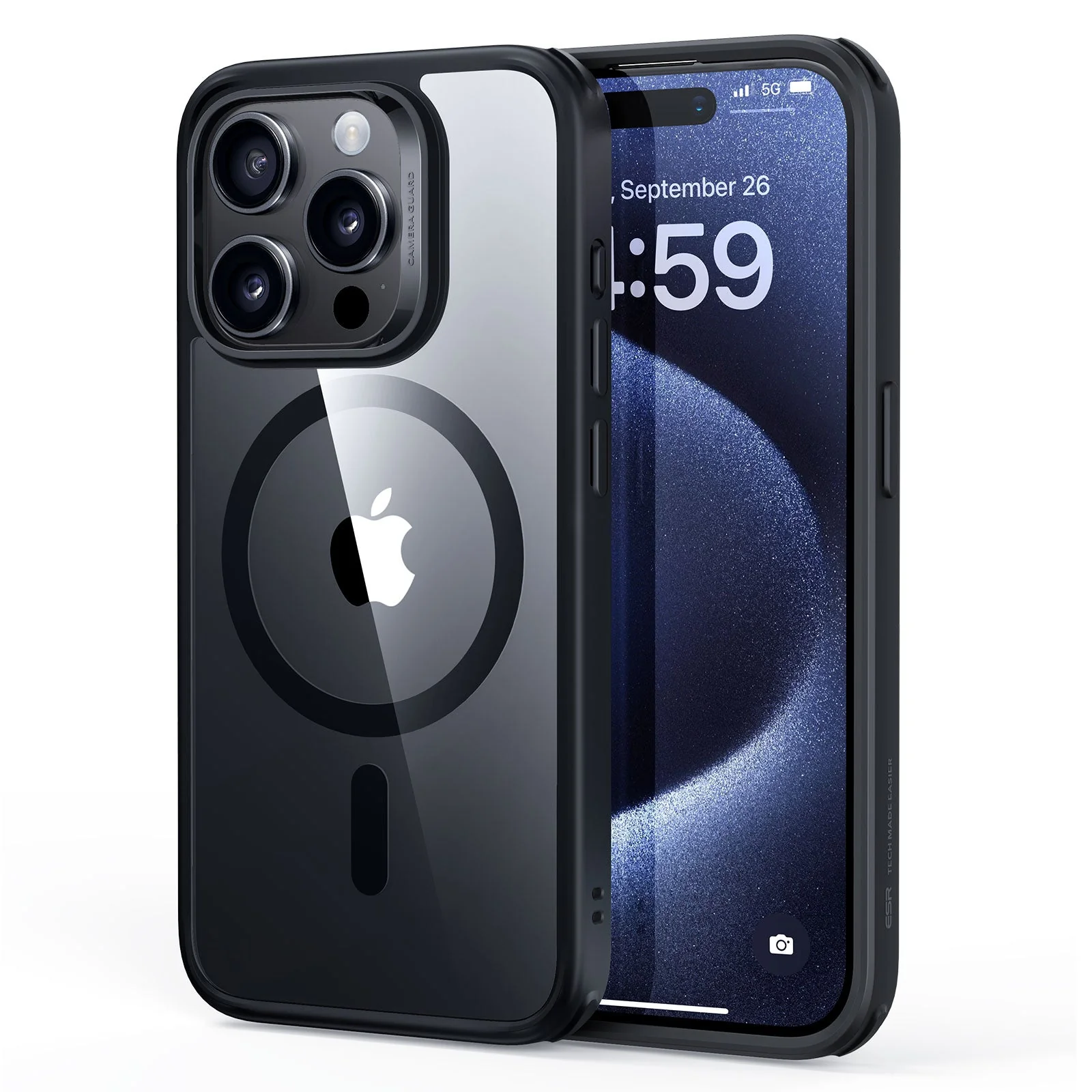 iPhone 15 Pro Classic Hybrid Case (HaloLock) - Clear Black