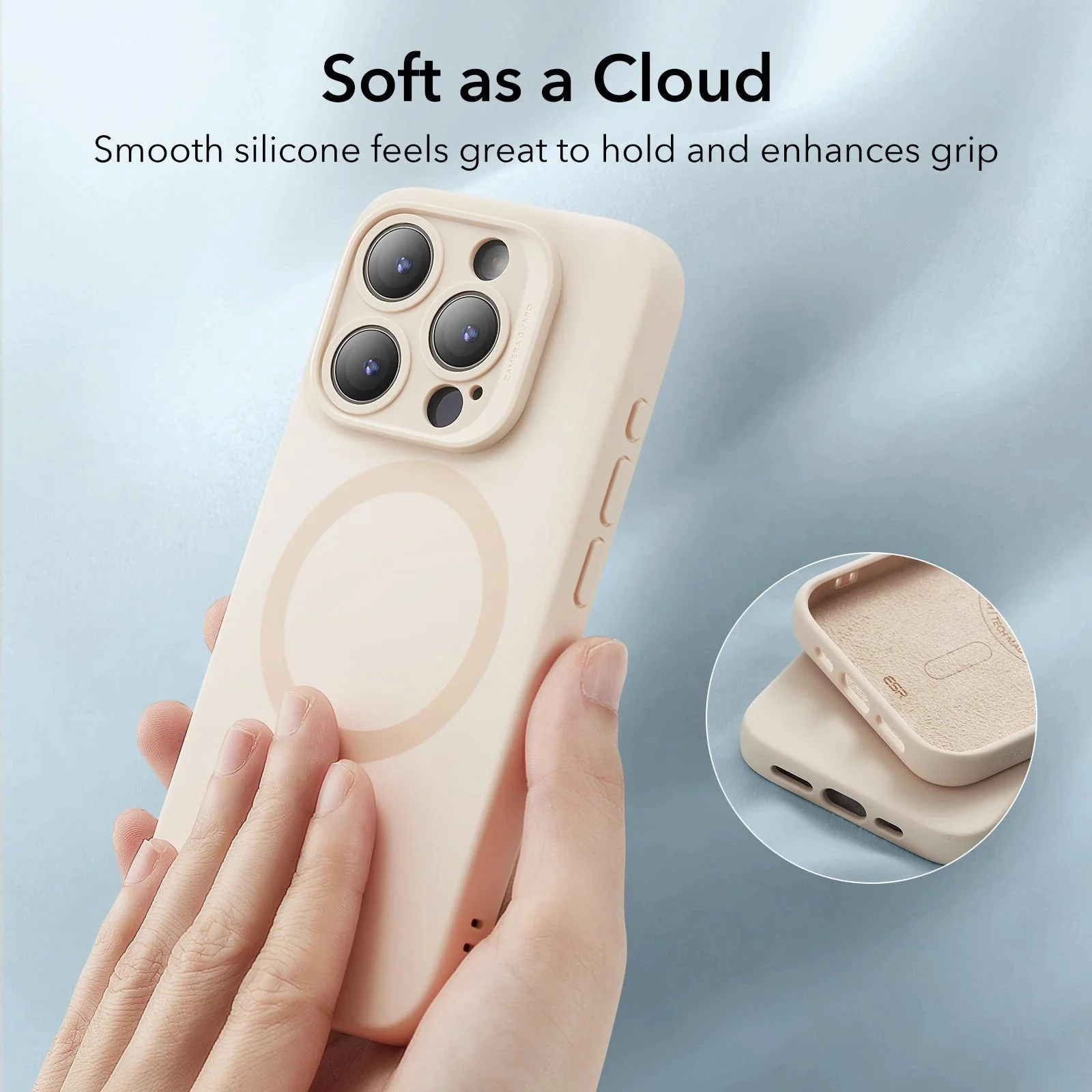 iPhone 15 Pro Cloud Soft Case (HaloLock) - Light Tan - Image 7
